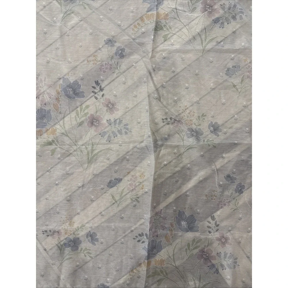 Vintage 90s Floral Balloon Shower Curtain Valance Sheer Dot Ruffle USA 70x72